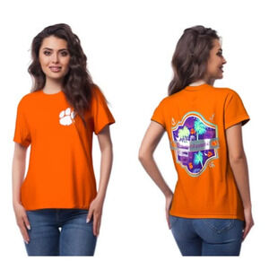 NWT Clemson University Orange Neon Palmetto Trees Short Sleeve‎ Unisex T-Shirt